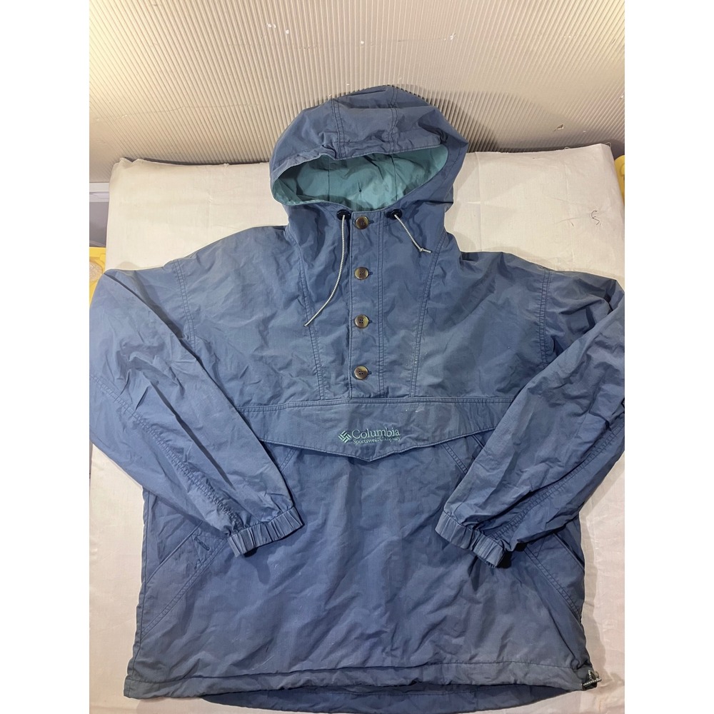 Columbia Sportswear Company Anorak Jacket Hooded Blue Mens LL Light Pullover